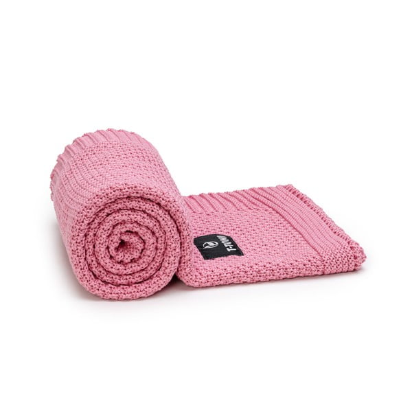 Розово памучно плетено бебешко одеяло 80x100 cm Spring – T-TOMI