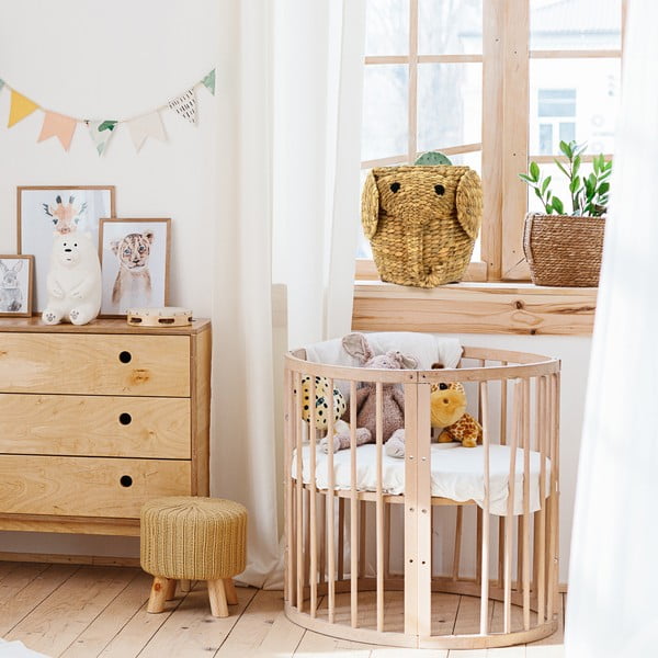 Детска кошница за играчки от воден зюмбюл естествена ø 30x35 cm Elephant – Compactor-image-1