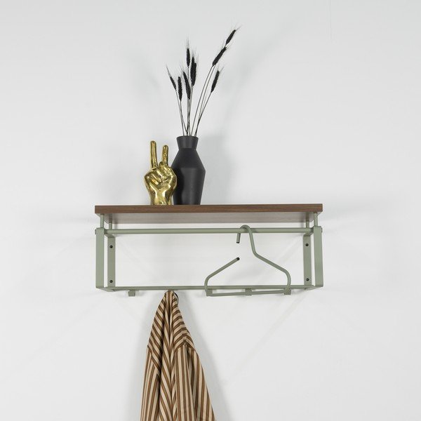 Кафява/сиво-зелена метална стенна закачалка с рафт 70 cm Rex – Spinder Design-image-1