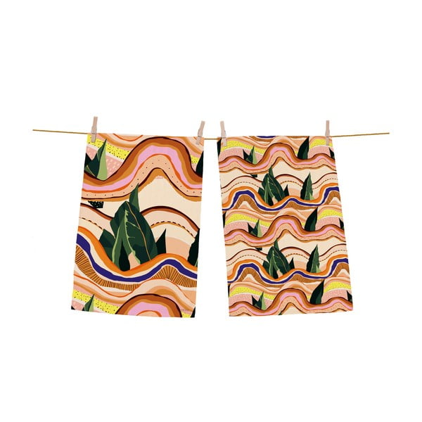 Комплект от 2 памучни кухненски кърпи Абстрактен пейзаж, 70 x 50 cm - Butter Kings