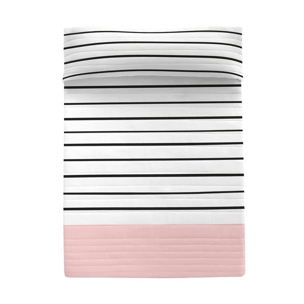 Памучна ватирана покривка за легло в черно, бяло и розово 240x260 cm Blush - Blanc