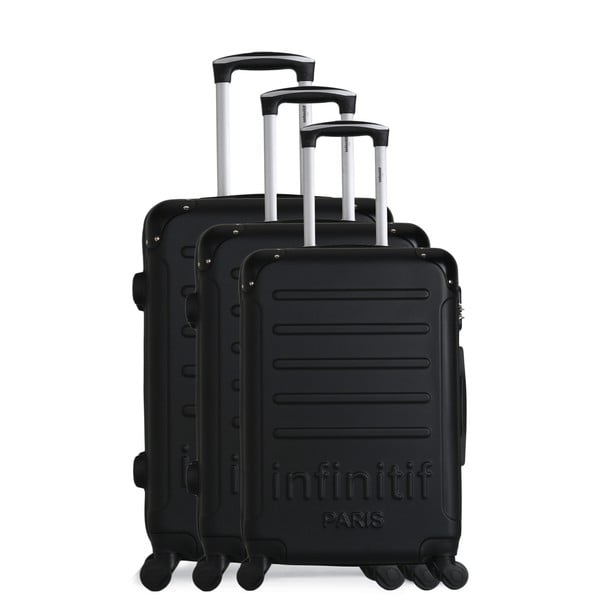 Комплект от 3 черни куфара за пътуване на колелца Horten-A - Infinitif