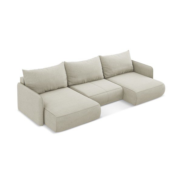 Кремав разтегателен ъглов диван с място за съхранение Nanea – Makamii-image-3