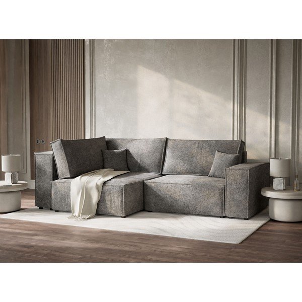 Сив шенилов сгъваем/с място за съхранение ъглов диван (ляв ъгъл/L форма) Tonga – Maison de Rêve-image-4