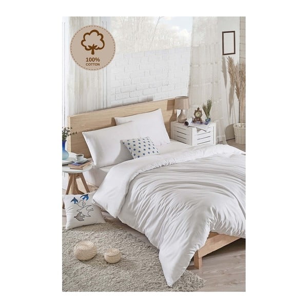 Комплект памучно спално бельо за двойно легло Чисто бяло, 200 x 220 cm - Mijolnir