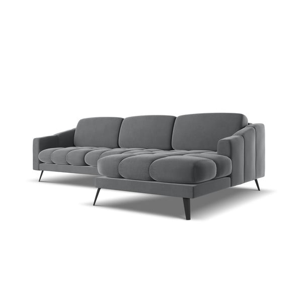 Сив кадифен ъглов диван (десен ъгъл) Nalu – Makamii-image-3