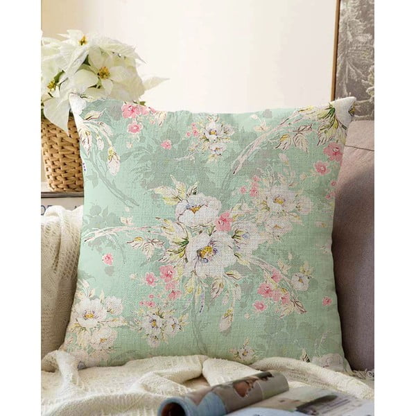 Зелена калъфка за възглавница със смес от памук Blossom, 55 x 55 cm - Minimalist Cushion Covers