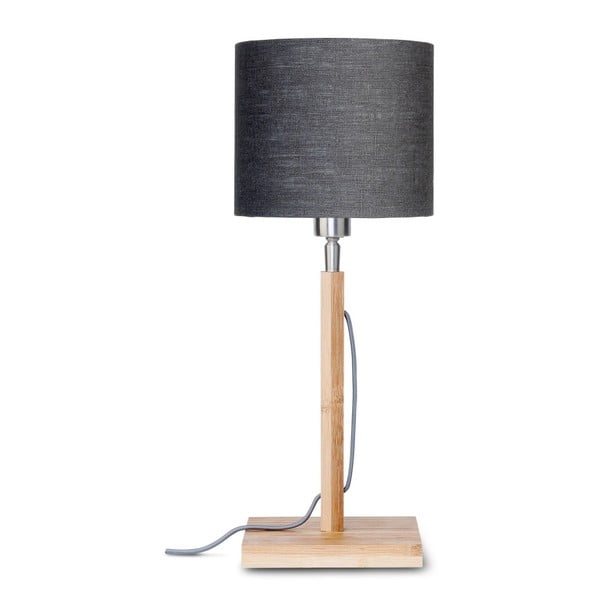 Настолна лампа с тъмносив абажур и бамбукова конструкция Fuji - Good&Mojo