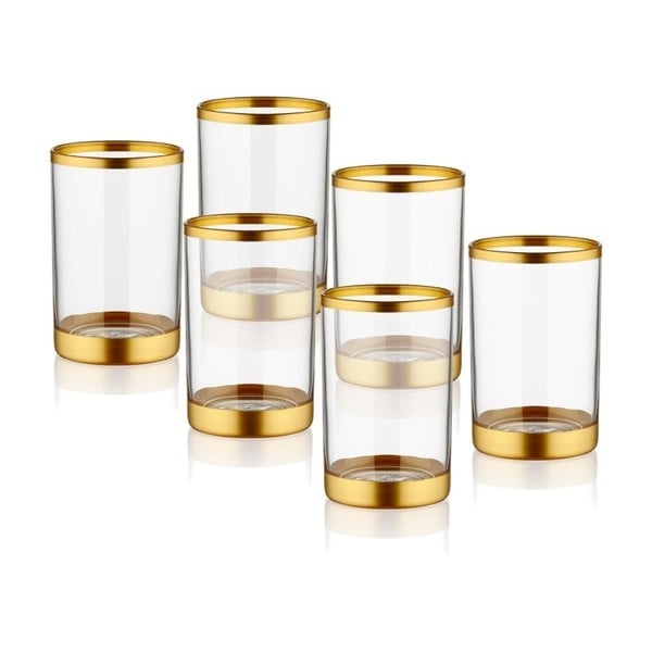 Комплект от 6 чаши за ликьор с декорация в златист цвят Glam - The Mia