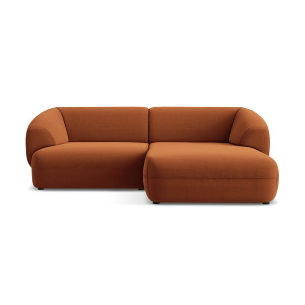 Оранжев кадифен ъглов диван (десен ъгъл) Moana – Makamii