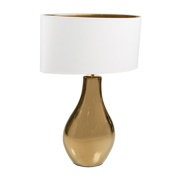 Bílá stolní lampa  se základnou ve zlaté barvě Santiago Pons Pam Ceri