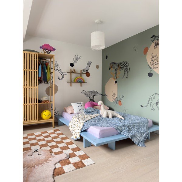 Светлосиньо двойно легло от масивен бор с включена подматрачна рамка 140x200 cm Japan – Karup Design-image-4