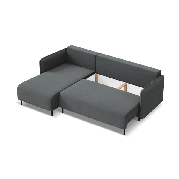 Тъмносив разтегателен ъглов диван с място за съхранение (ляв ъгъл) Luana – Makamii-image-4