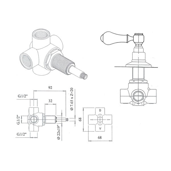 Матово-сребрист вграден превключвател Antea – Sapho-image-1