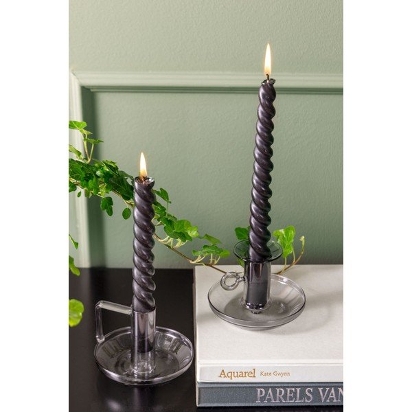 Сив стъклен свещник Mod Modern - PT LIVING-image-1