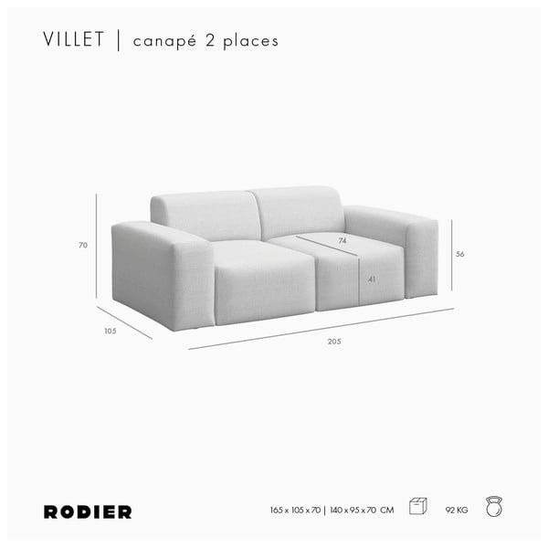 Бежов диван 205 cm Villet – Rodier-image-4