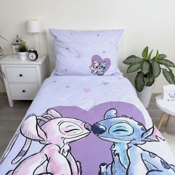 Единично  детско памучно спално бельо 140x200 cm  Lilo and Stitch "Heart" – Jerry Fabrics-image-3