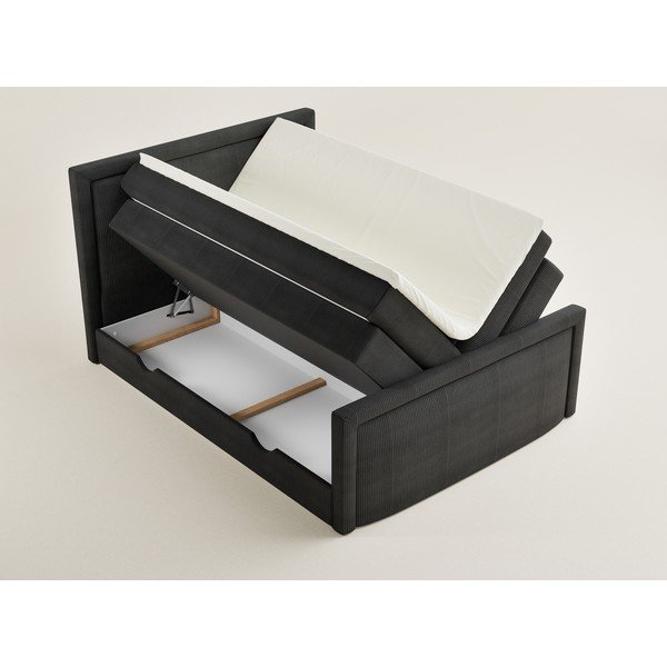 Антрацитно боксспринг легло 160x200 cm с място за съхранение Fresco – Maison de Rêve-image-1