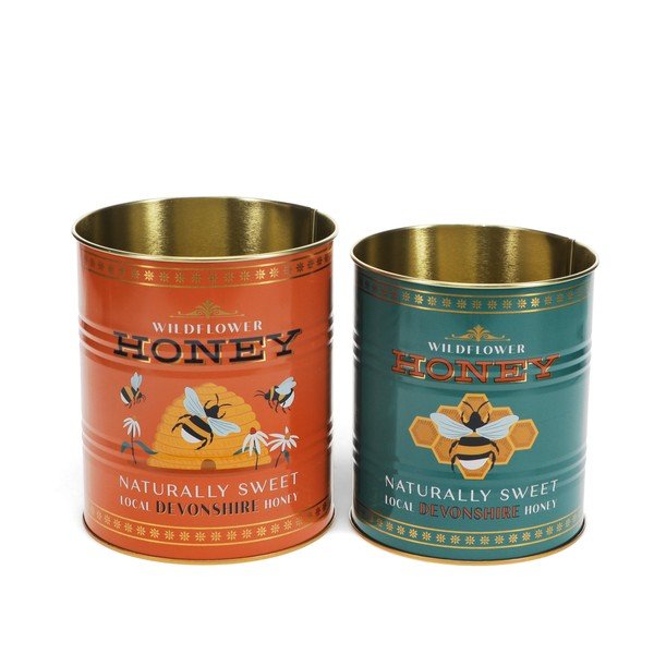 Декоративни кутии за съхранение в комплект от 2 бр. от калай ø 11x13 cm Honey – Rex London