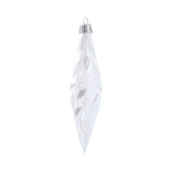 Комплект от 4 стъклени коледни орнамента в бяло и сребристо Icicle - Ego Dekor