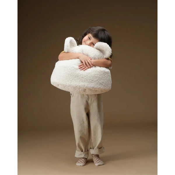 Кремава детска възглавница за диван от букле Teddy Pouch – Wigiwama-image-3