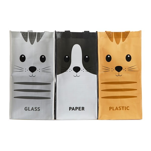 Пластмасови торбички за рециклиране в комплект от 3 бр. 3x20 l Meow – Balvi