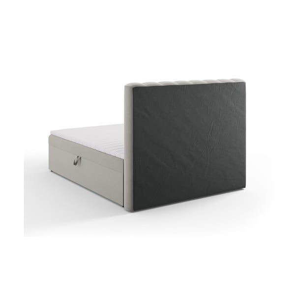 Сиво боксспринг легло с място за съхранение 160x200 cm Gina - Milo Casa-image-4