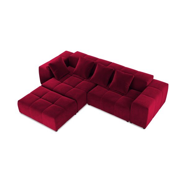 Ъглов диван от червено кадифе (променлива) Rome Velvet - Cosmopolitan Design-image-3