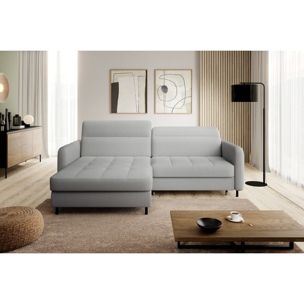 Сив разтегателен ъглов диван с място за съхранение от букле (ляв ъгъл) Gomsi – ELTAP-image-3