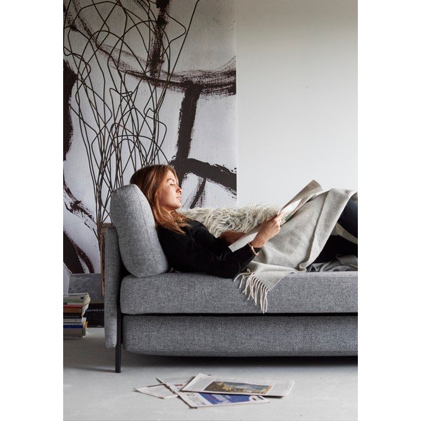 Сив разтегателен диван с подлакътници Twist Granite, 100 x 174 cm Cubed - Innovation-image-1