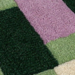 Зелено-лилав ръчно изработен вълнен килим 160x230 cm Kai Wool Border – Flair Rugs