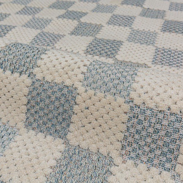 Синя пътека със смес от памук подходяща за пране 80x230 cm Muted Checkerboard – Flair Rugs-image-4