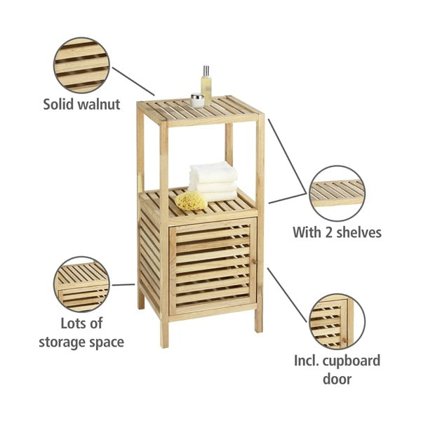 Нисък шкаф за баня от масивен орех естествен 40x86 cm Norway – Wenko-image-2