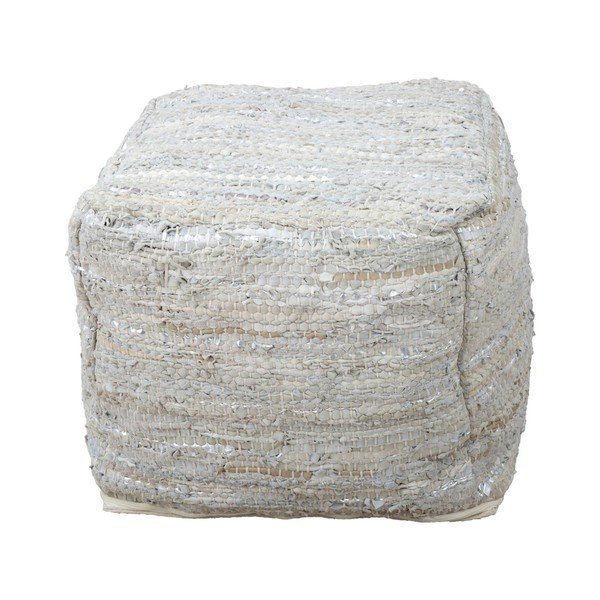 Kožený puf s bavlněnými detaily Mauro Ferretti Delhi Quadrato-image-4