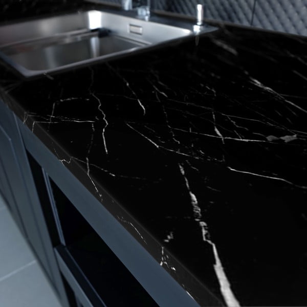 Стикер за мебели 200x60 cm Black and White Marble - Ambiance-image-3