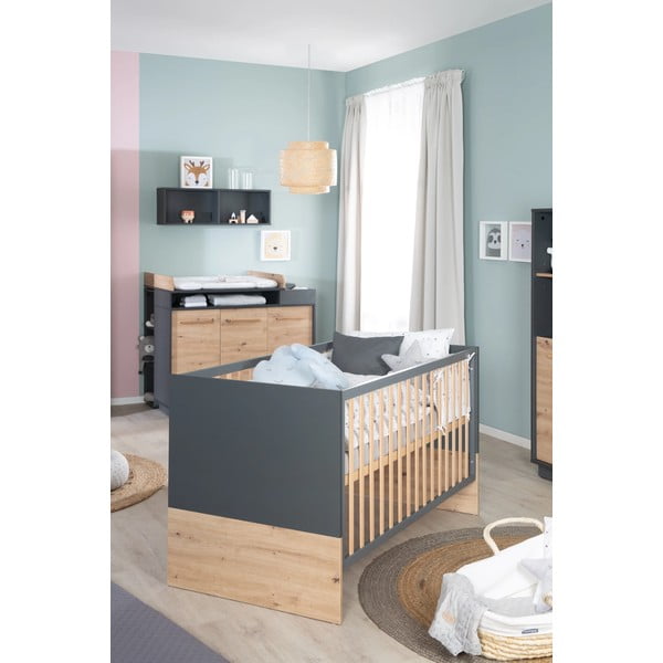 Детско креватче в тъмно сиво-натурален цвят 70x140 cm Lenn - Roba-image-1