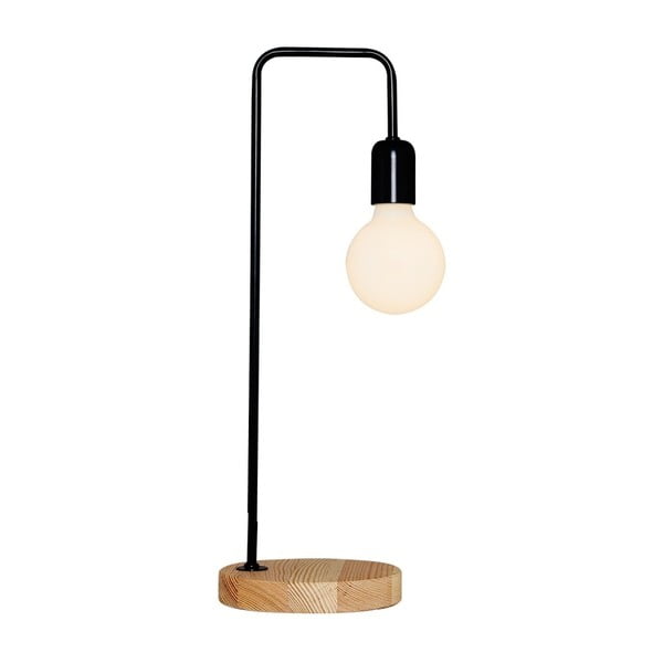 Černá stolní lampa s dřevěným podstavcem Homemania Decor Valetta