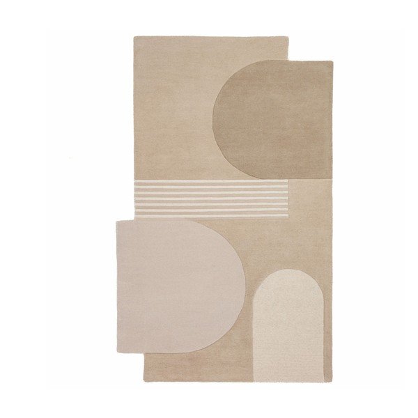 Ръчно изработен вълнен килим в естествен цвят 120x180 cm Lozenge – Flair Rugs