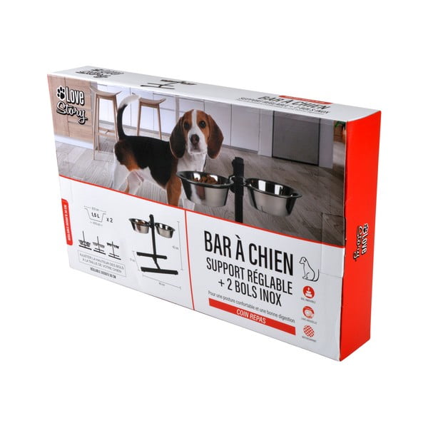 Комплект купички с основа за куче от неръждаема стомана – Love Story-image-4