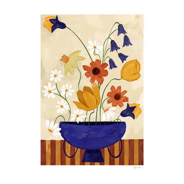 Постер 30x40 cm Colourful Bunch in Blue Vase – Frankie Penwill – The Poster Club