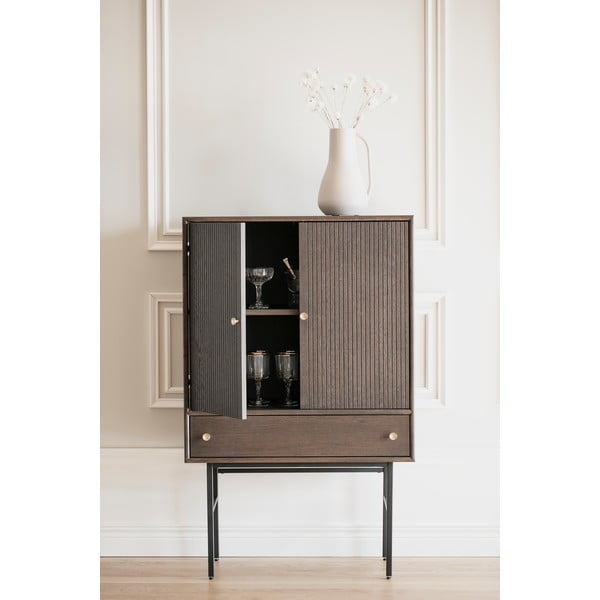 Кафяв скрин с дъбов фурнир , ширина 79 см Clearbrook - Rowico-image-4