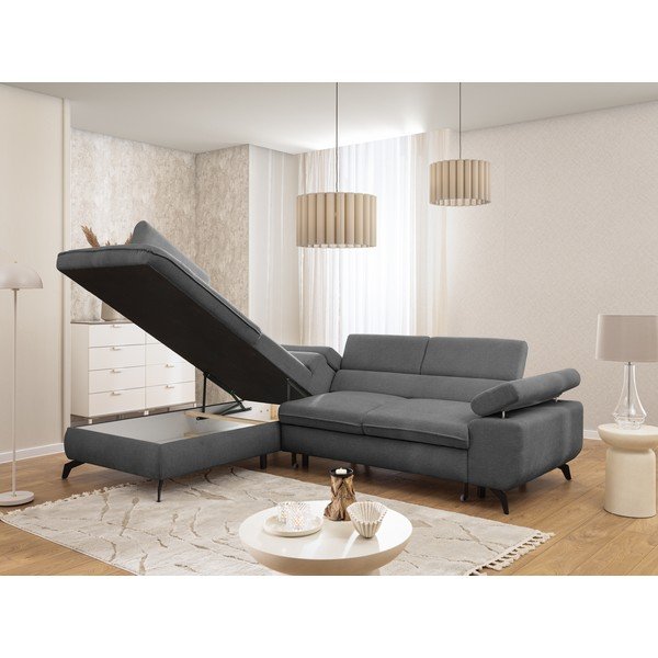 Сив шенилов ъглов диван (ляв ъгъл/L форма) Marbeya  – Ropez-image-4