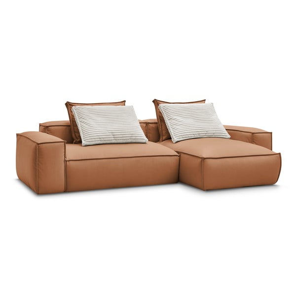 Кафяв ъглов диван от изкуствена кожа (променлив) Boheme – Bobochic Paris-image-3