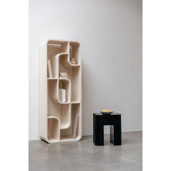 Кремава библиотека от масивен дъб 60x160x35 cm Seven – Zuiver-image-1