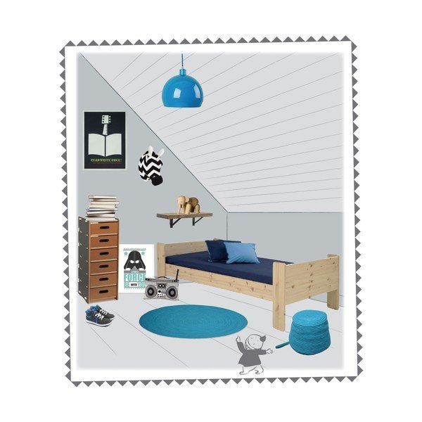 Dětský modrý vlněný ručně vyrobený pufík Nattiot Halo-image-1