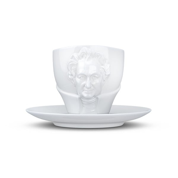Комплект от бяла порцеланова чаша и чинийка Johann Wolfgang von Goethe, обем 260 ml - 58products