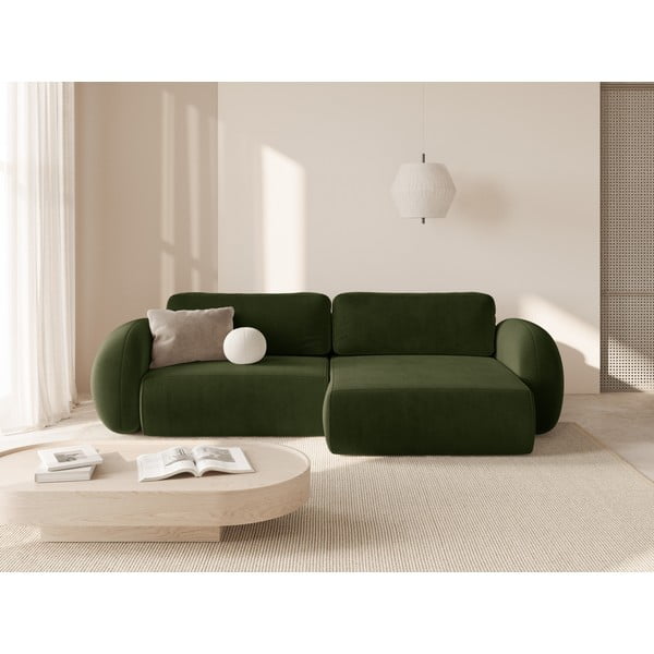 Зелен кадифен сгъваем/с място за съхранение ъглов диван Tonale – Cosmopolitan Design-image-1