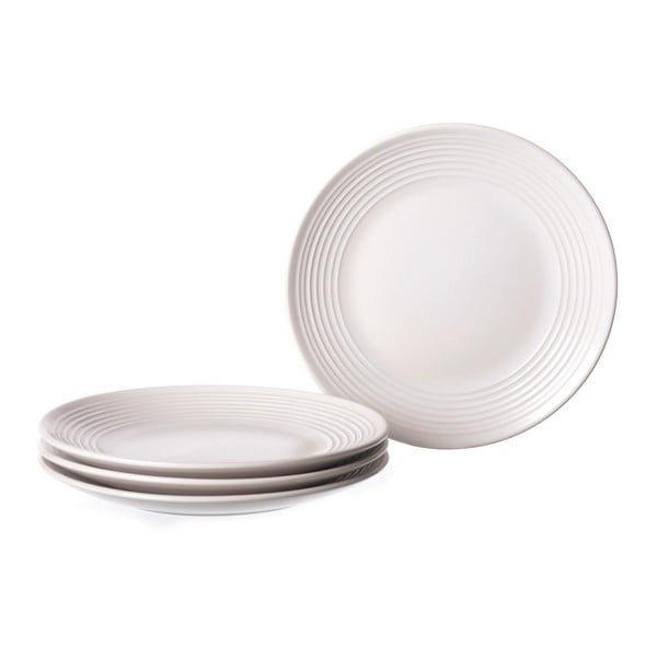 Sada 4 bílých kameninových talířů Unimasa Classic, průměr 21,5 cm