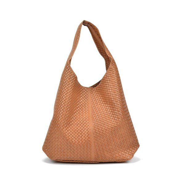Кафява кожена чанта в цвят коняк Barbara - Mangotti Bags-image-3