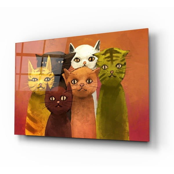 Картина върху стъкло Карикатура , 72 x 46 cm Cats - Insigne
